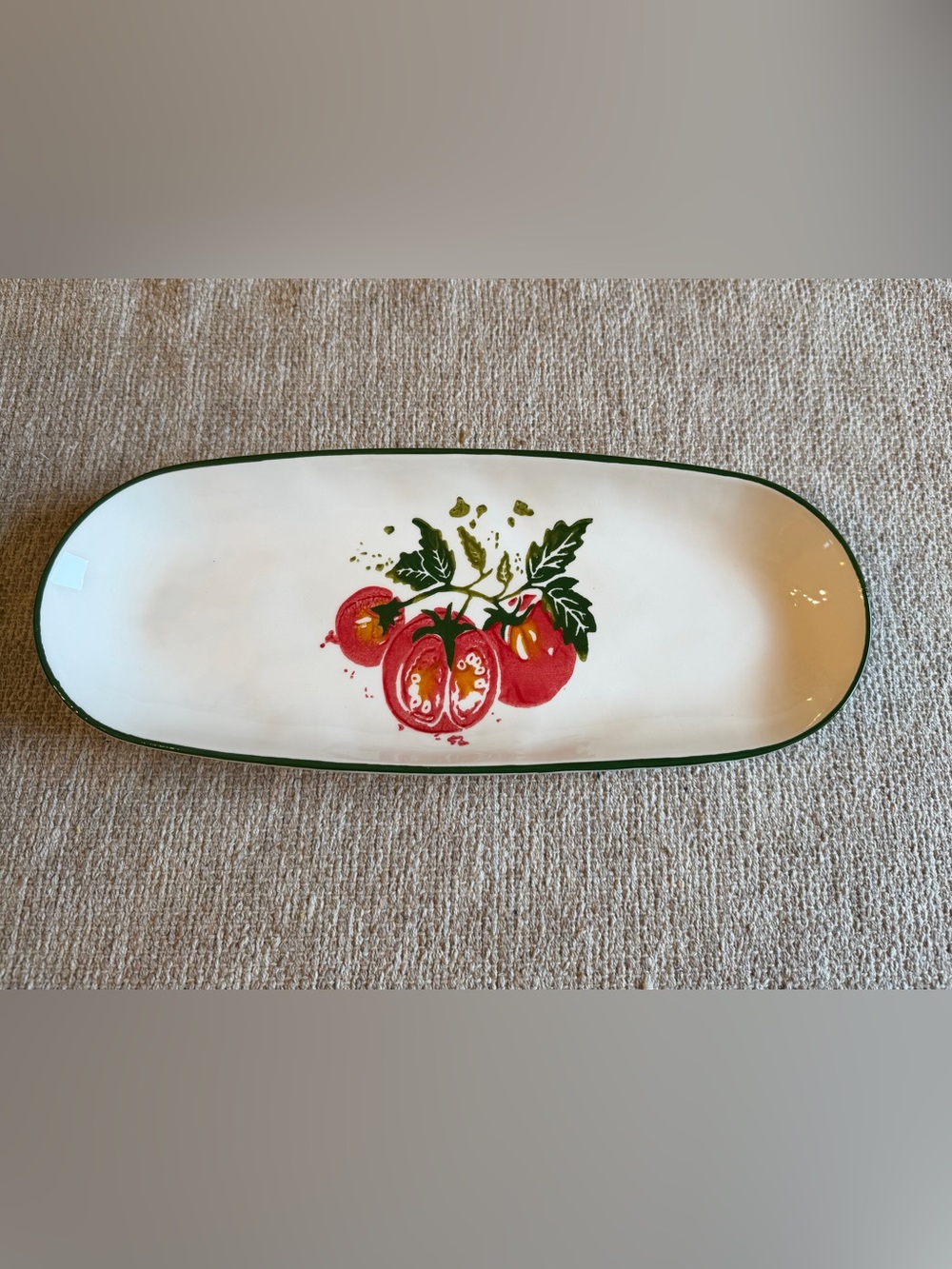 NWOT Hand Painted Tomato Ceramic Serving Dish